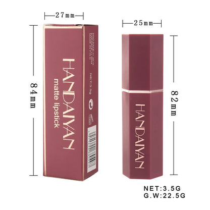 Handaiyan 6 Pcs Matte Waterproof Velvet Nude Lipstick Sexy Red Brown Pigments Makeup Long Lasting Profissional