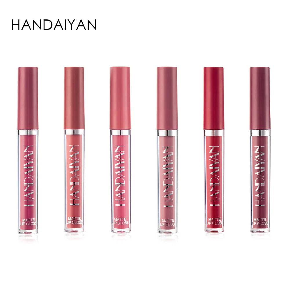 HANDAIYAN 6Pcs Liquid Velvet Matte Lip Gloss Red Lipstick Nude Makeup Women Long Lasting Waterproof Beauty Cosmetics