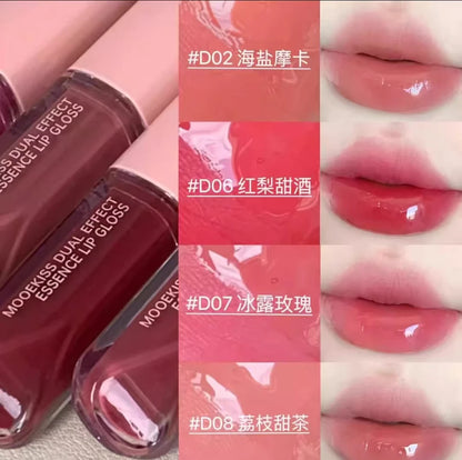 Mooekiss Double-headed Lipgloss MirrorMoisturizing Long-lasting Brush head Non-stick Cup Film-forming Lip Glaze Lipstick 3.2g