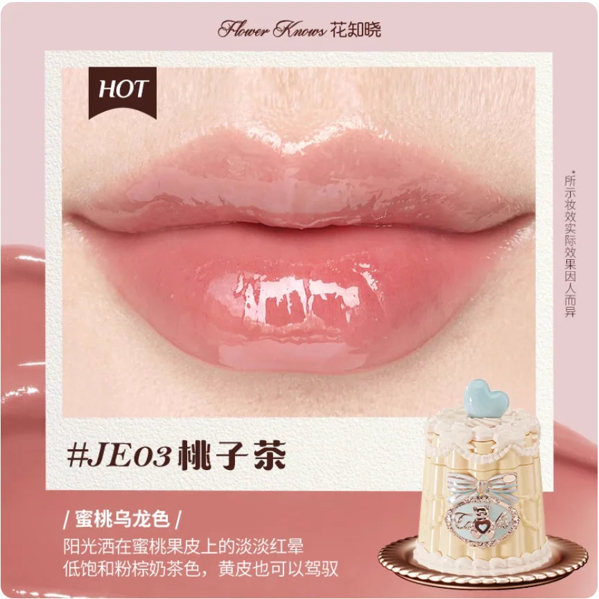 Flower Knows Bear Coating Lip Jelly Makeup Lipstick Sweetie Bear Collection Cosmetics Cute With Brush Solid Lip Glaze Watery