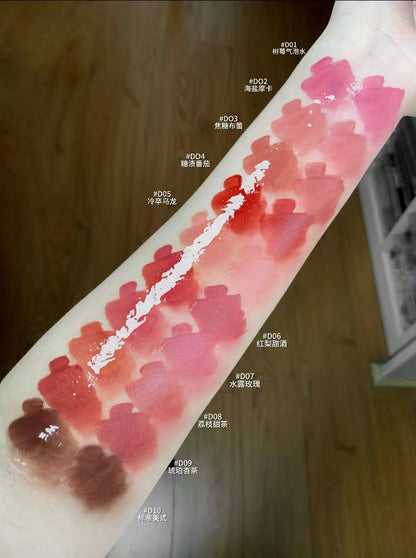 Mooekiss Double-headed Lipgloss MirrorMoisturizing Long-lasting Brush head Non-stick Cup Film-forming Lip Glaze Lipstick 3.2g