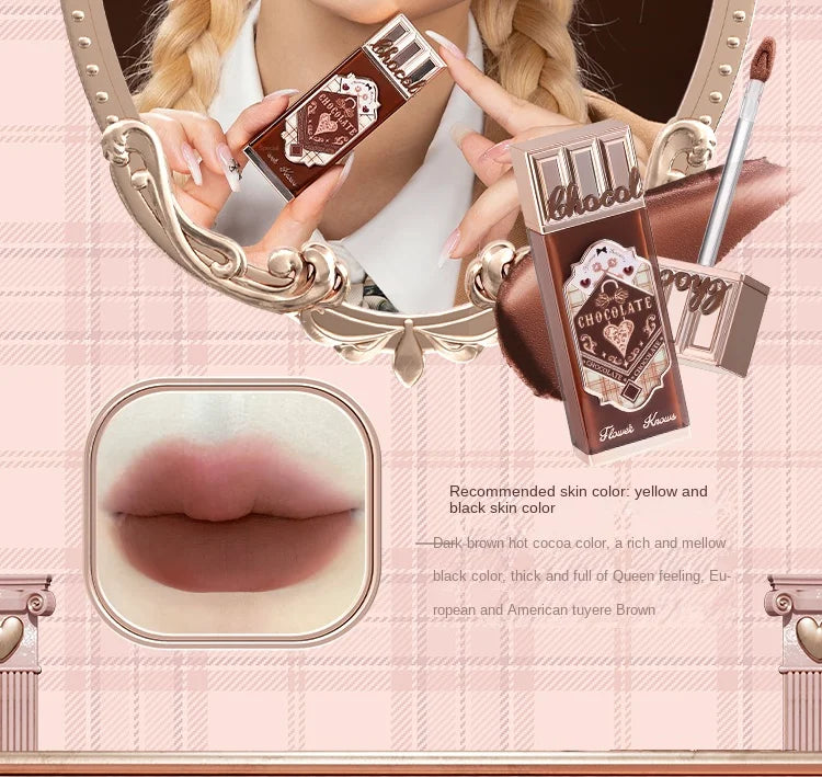 Flower Knows Chocolate Cloud Lip Cream Lightweight Matte Long Lasting Liquid Lipstick Makeup Lip Mud 4.5ml Waterproof