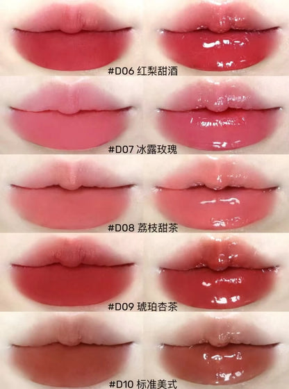 Mooekiss Double-headed Lipgloss MirrorMoisturizing Long-lasting Brush head Non-stick Cup Film-forming Lip Glaze Lipstick 3.2g