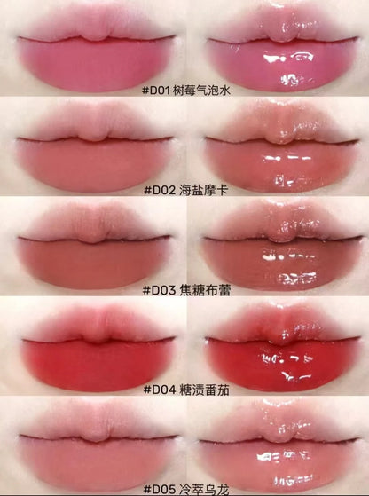Mooekiss Double-headed Lipgloss MirrorMoisturizing Long-lasting Brush head Non-stick Cup Film-forming Lip Glaze Lipstick 3.2g