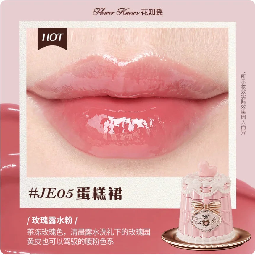 Flower Knows Bear Coating Lip Jelly Makeup Lipstick Sweetie Bear Collection Cosmetics Cute With Brush Solid Lip Glaze Watery