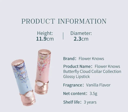 Flower Knows Butterfly Cloud Collar Collection Glossy Lipstick Makeup Lasting Lip Gloss High Pigment Makeup Flowerknows Lip Balm
