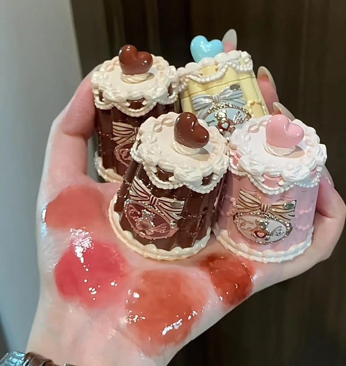 Flower Knows Bear Coating Lip Jelly Makeup Lipstick Sweetie Bear Collection Cosmetics Cute With Brush Solid Lip Glaze Watery