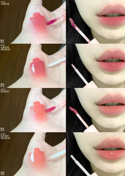 Mooekiss Double-headed Lipgloss MirrorMoisturizing Long-lasting Brush head Non-stick Cup Film-forming Lip Glaze Lipstick 3.2g