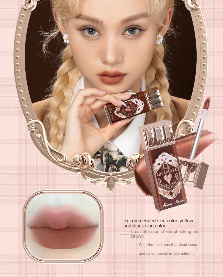 Flower Knows Chocolate Cloud Lip Cream Lightweight Matte Long Lasting Liquid Lipstick Makeup Lip Mud 4.5ml Waterproof
