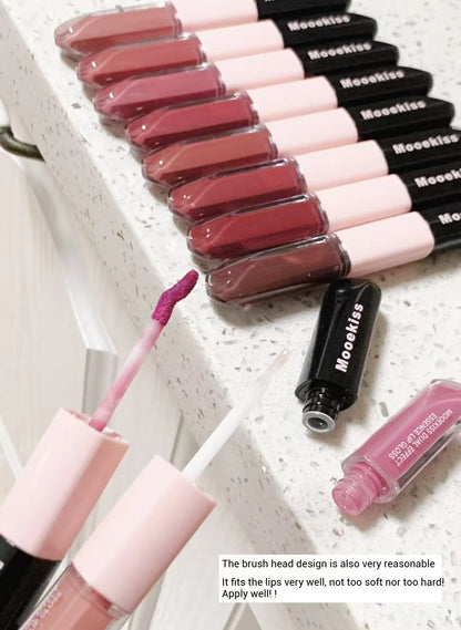 Mooekiss Double-headed Lipgloss MirrorMoisturizing Long-lasting Brush head Non-stick Cup Film-forming Lip Glaze Lipstick 3.2g