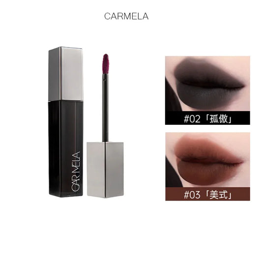 CARMELA Lipstick Matte Nude Velvet Lipclay Waterproof Long-lasting Non-Stick High-capacity 6.5g Purple Black Lips Tint Cosmetics