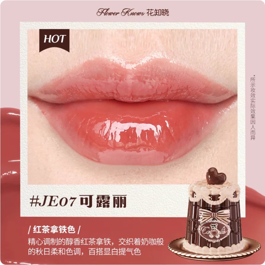 Flower Knows Bear Coating Lip Jelly Makeup Lipstick Sweetie Bear Collection Cosmetics Cute With Brush Solid Lip Glaze Watery