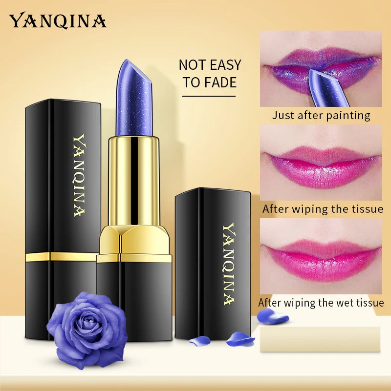Blue Rose Lip Temperature Color Changing Natural Long Lasting Waterproof   Lipstick Cosmetics Woman Makeup