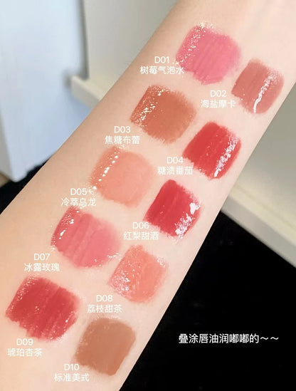 Mooekiss Double-headed Lipgloss MirrorMoisturizing Long-lasting Brush head Non-stick Cup Film-forming Lip Glaze Lipstick 3.2g