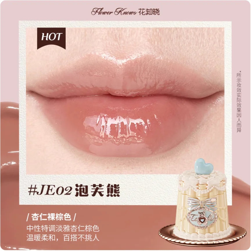 Flower Knows Bear Coating Lip Jelly Makeup Lipstick Sweetie Bear Collection Cosmetics Cute With Brush Solid Lip Glaze Watery