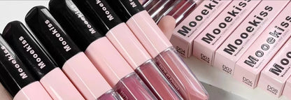 Mooekiss Double-headed Lipgloss MirrorMoisturizing Long-lasting Brush head Non-stick Cup Film-forming Lip Glaze Lipstick 3.2g